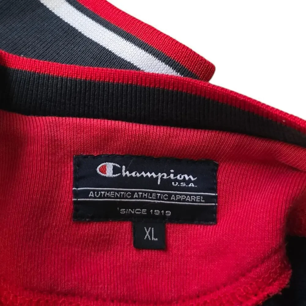 Vintage Champion USA Sweatshirt XL Navy Red White Distressed Grunge Crewneck